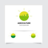 flat emblem logo design for Agriculture with the concept of green leaves vector. Green nature logo used for agricultural systems, farmers, and plantation products. logo template. vector