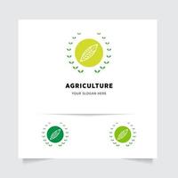 flat emblem logo design for Agriculture with the concept of green leaves vector. Green nature logo used for agricultural systems, farmers, and plantation products. logo template. vector