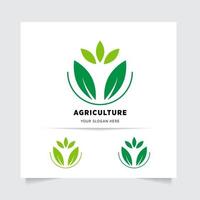 flat emblem logo design for Agriculture with the concept of green leaves vector. Green nature logo used for agricultural systems, farmers, and plantation products. logo template. vector