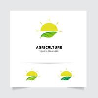 plano emblema logo diseño para agricultura con el concepto de verde hojas vector. verde naturaleza logo usado para agrícola sistemas, agricultores, y plantación productos logo modelo. vector