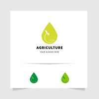 flat emblem logo design for Agriculture with the concept of green leaves vector. Green nature logo used for agricultural systems, farmers, and plantation products. logo template. vector