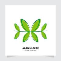 flat emblem logo design for Agriculture with the concept of green leaves vector. Green nature logo used for agricultural systems, farmers, and plantation products. logo template. vector