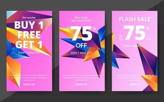 Flash sale discount banner template promotion, end of season special offer banner, template design for media promotions and social media promo, vector illustration.