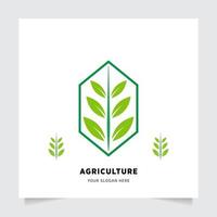 flat emblem logo design for Agriculture with the concept of green leaves vector. Green nature logo used for agricultural systems, farmers, and plantation products. logo template. vector