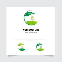 flat emblem logo design for Agriculture with the concept of green leaves vector. Green nature logo used for agricultural systems, farmers, and plantation products. logo template. vector