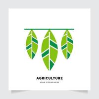 flat emblem logo design for Agriculture with the concept of green leaves vector. Green nature logo used for agricultural systems, farmers, and plantation products. logo template. vector