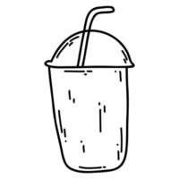 mano dibujado café papel taza. garabatear vector ilustración de reutilizable taza para caliente y frío bebidas, diseño elemento