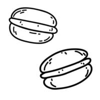 Hand drawn doodle macaroon cookies. Vector illustration of sweet dessert, pastry food