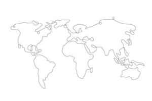 World Map in One Line Stroke vector