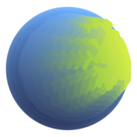 Green and blue planet view from space. Globe texture map in flat style. Solar system. Colorful PNG illustration.