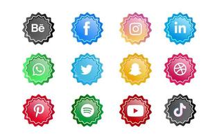 Online Tech Social Media Icon Set vector