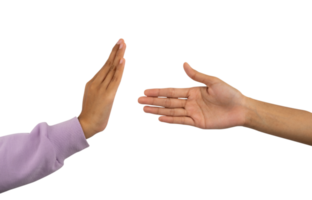 Don't want to make peace hands gesture isolated png