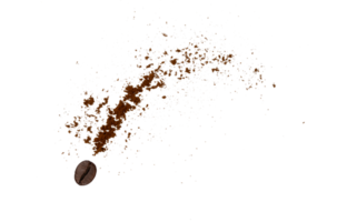 coffee beans falling with powder isolated png