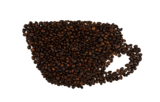 Coffee bean in mug shape isolated png