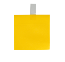 Yellow paper note glued with plastic tape for mockups png