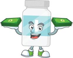 Supplement bottle Cartoon character vector