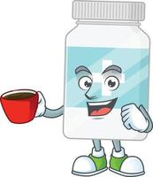 Supplement bottle Cartoon character vector