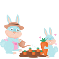 Carrot and rabbit Happy Easter Day png