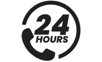 24 Hours sign on transparent background. png