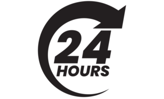 24 Hours sign on transparent background. png