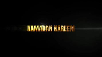 ramdan kareem animerad text önskar. eid firande. logotyp intro, ramadan kareem eid mubarak muslim eid ramdan. animering för ramadan eid eller islamic ny år. video