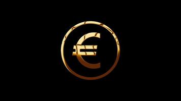animazione video di il Unione Europea Euro moneta, d'oro colore, alfa canale