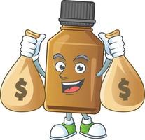 Syrup cure bottle Cartoon character vector