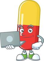 Red yellow capsules Cartoon character vector