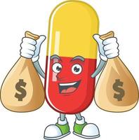 Red yellow capsules Cartoon character vector