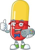 Red yellow capsules Cartoon character vector