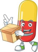 Red yellow capsules Cartoon character vector