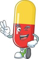 Red yellow capsules Cartoon character vector