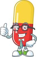 Red yellow capsules Cartoon character vector