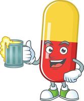 Red yellow capsules Cartoon character vector