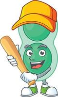 Cartoon character of green streptococcus pneumoniae vector