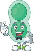 Cartoon character of green streptococcus pneumoniae vector