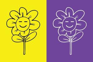 Flower smiling face emoji vector