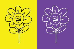 Flower smiling face with open mouth emoji, LOL emoji vector