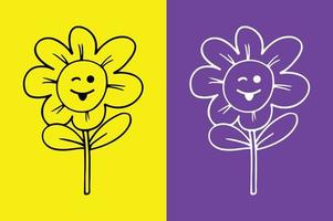 Flower winking face with tongue emoji vector