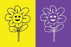 Flower smiling face with heart eyes emoji vector