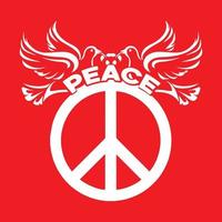 Peace text with two dove and peace sign design. vector