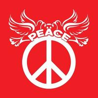 Peace text with two dove and peace sign design. vector