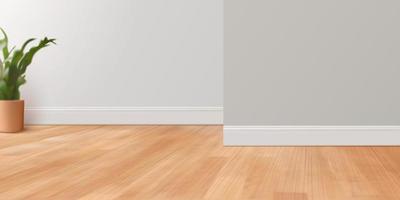 Empty room background with parquet floor and grey walls in 3d illustration. Suitable for ad layouts. vector