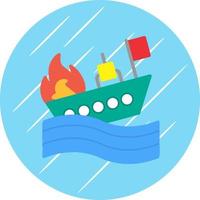 diseño de icono de vector de barco en llamas