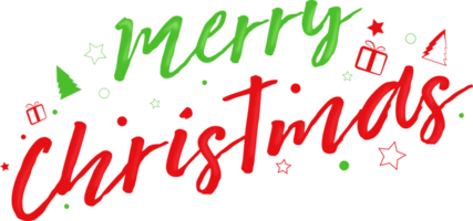 Merry Christmas text of festive, calligraphy and lettering, graphic and design png with message, symbol and sign for decoration, element and label.