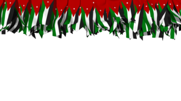 Jordán bandera diferente formas de paño tira colgando desde arriba, independencia día, 3d representación png