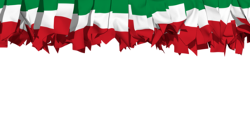 Italia bandera diferente formas de paño raya colgando desde arriba, independencia día, 3d representación png