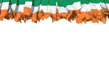 Irland Flagge anders Formen von Stoff Streifen hängend von Spitze, Unabhängigkeit Tag, 3d Rendern png