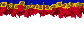 Moldau Flagge anders Formen von Stoff Streifen hängend von Spitze, Unabhängigkeit Tag, 3d Rendern png