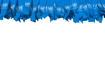 United Nations Flag Different Shapes of Cloth Stripe Hanging From Top, Independence Day, 3D Rendering png